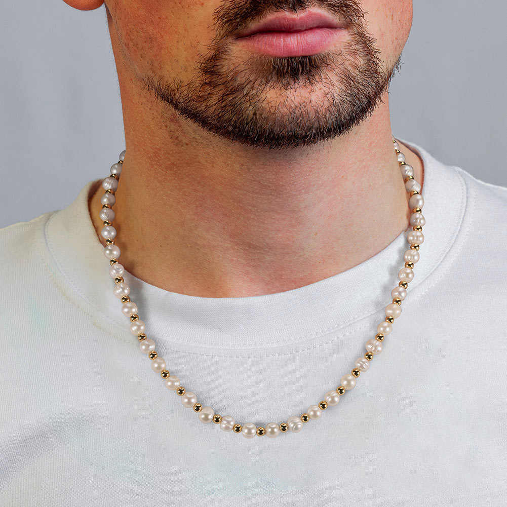 925 Sterling Silver Unisex Pearls Necklace