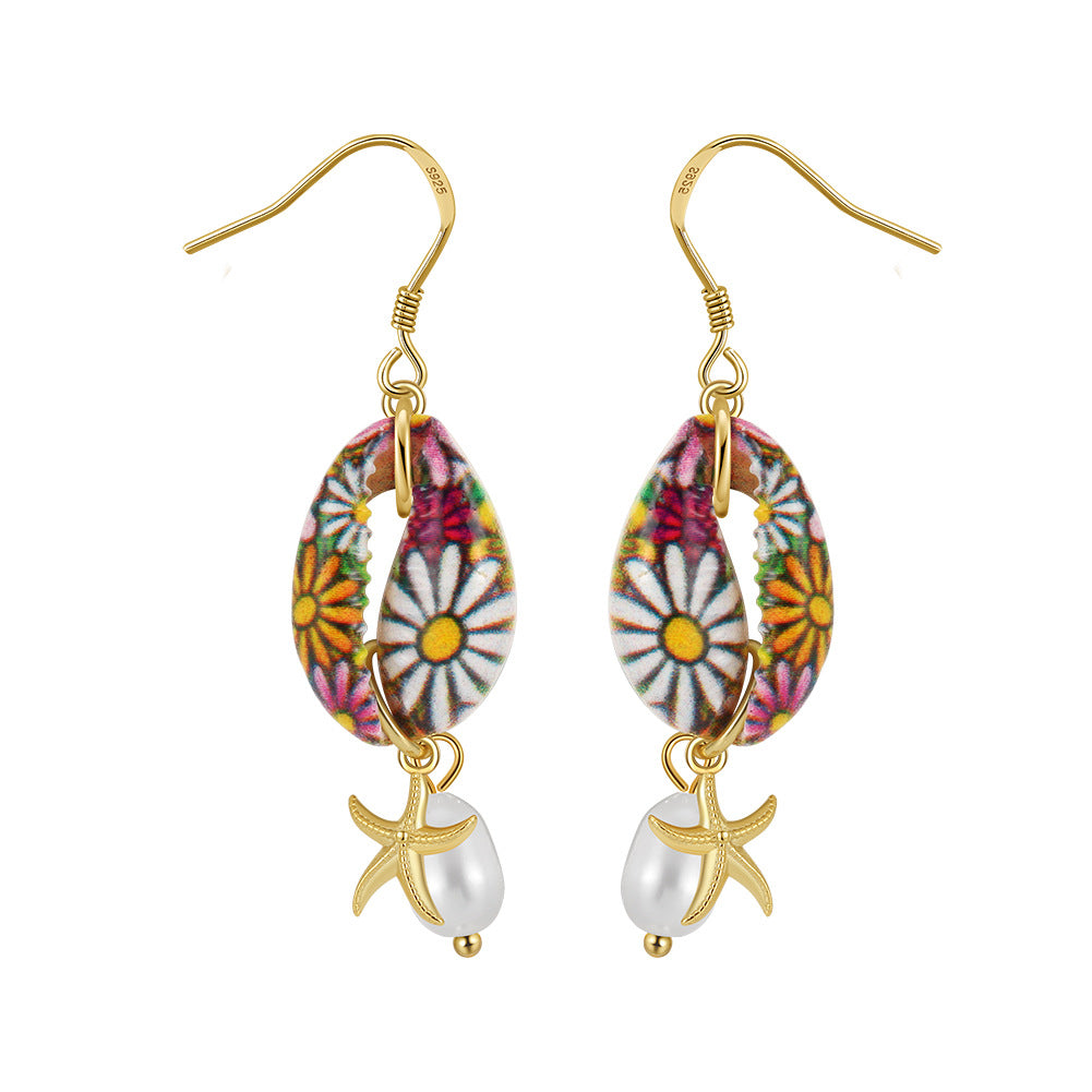 925 Sterling Silver Natural Pearl Earrings Fashion Jewelry Gift for Women Girl