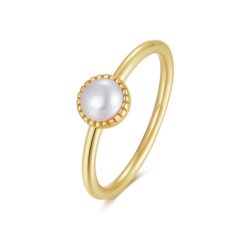 925 Sterling Silver Natural Pearl Ring Fashion Jewelry Gift for Women Girls