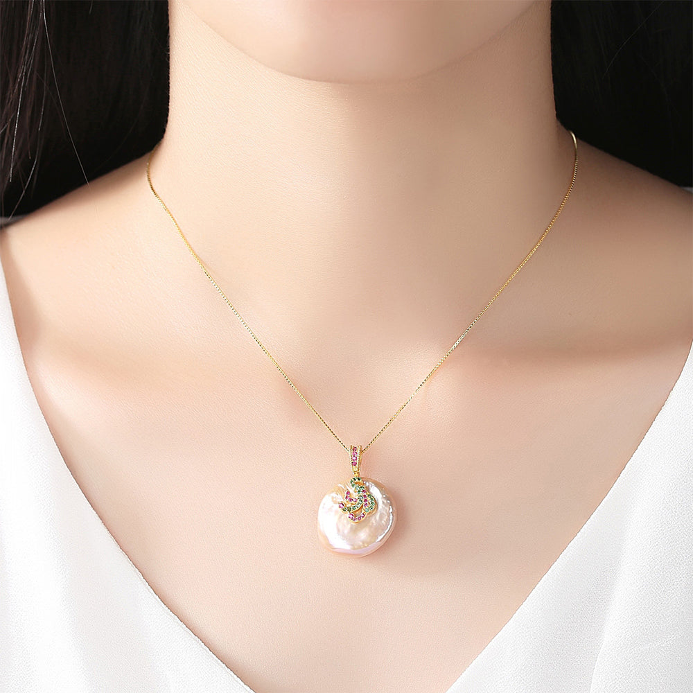 925 Sterling Silver Natural Pearl Drop Necklace Fashion Jewelry Gift for Women Girls