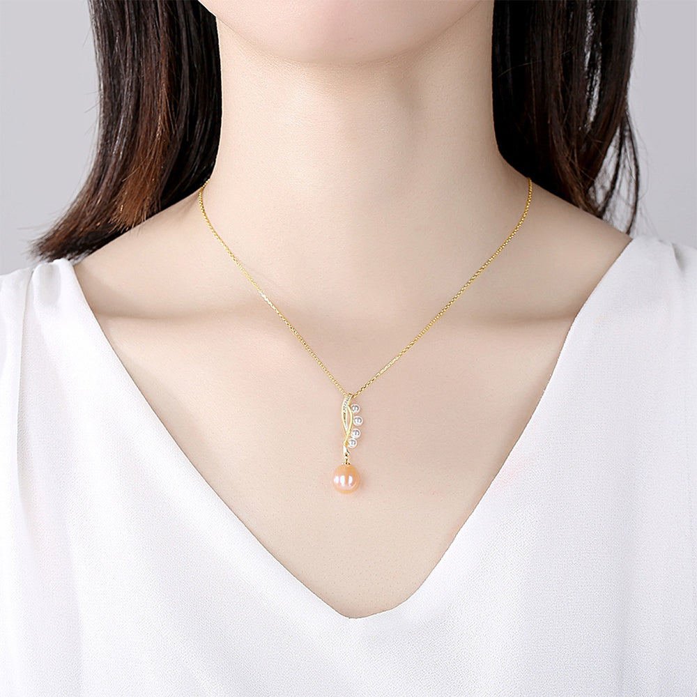 925 Sterling Silver Natural Pearl Drop Necklace Fashion Jewelry Gift for Women Girls