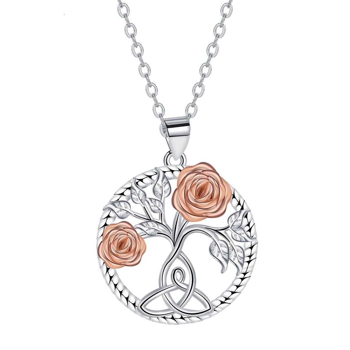 Copper With Silver/Rosegold Plated Tree Pendant Necklace