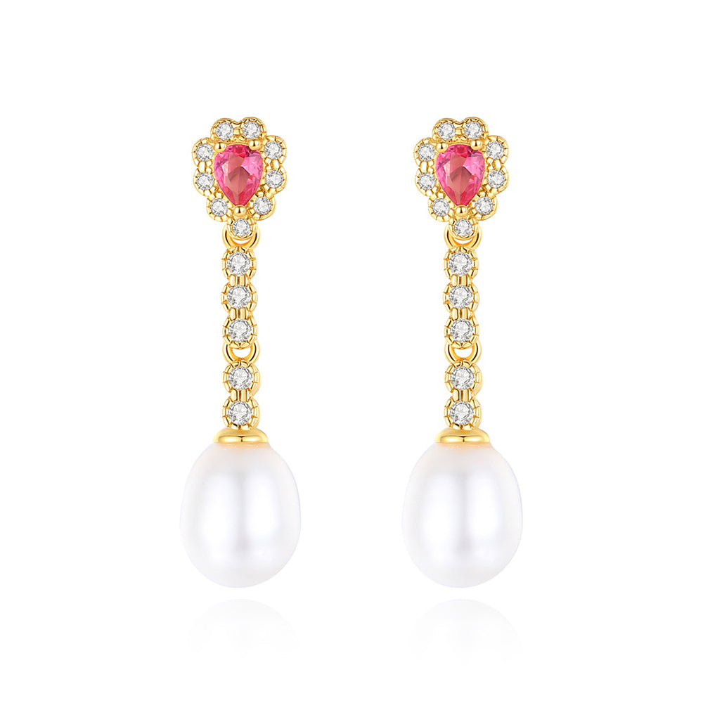 925 Sterling Silver Natural Pearl Drop Earrings Fashion Jewelry Gift for Women Girls