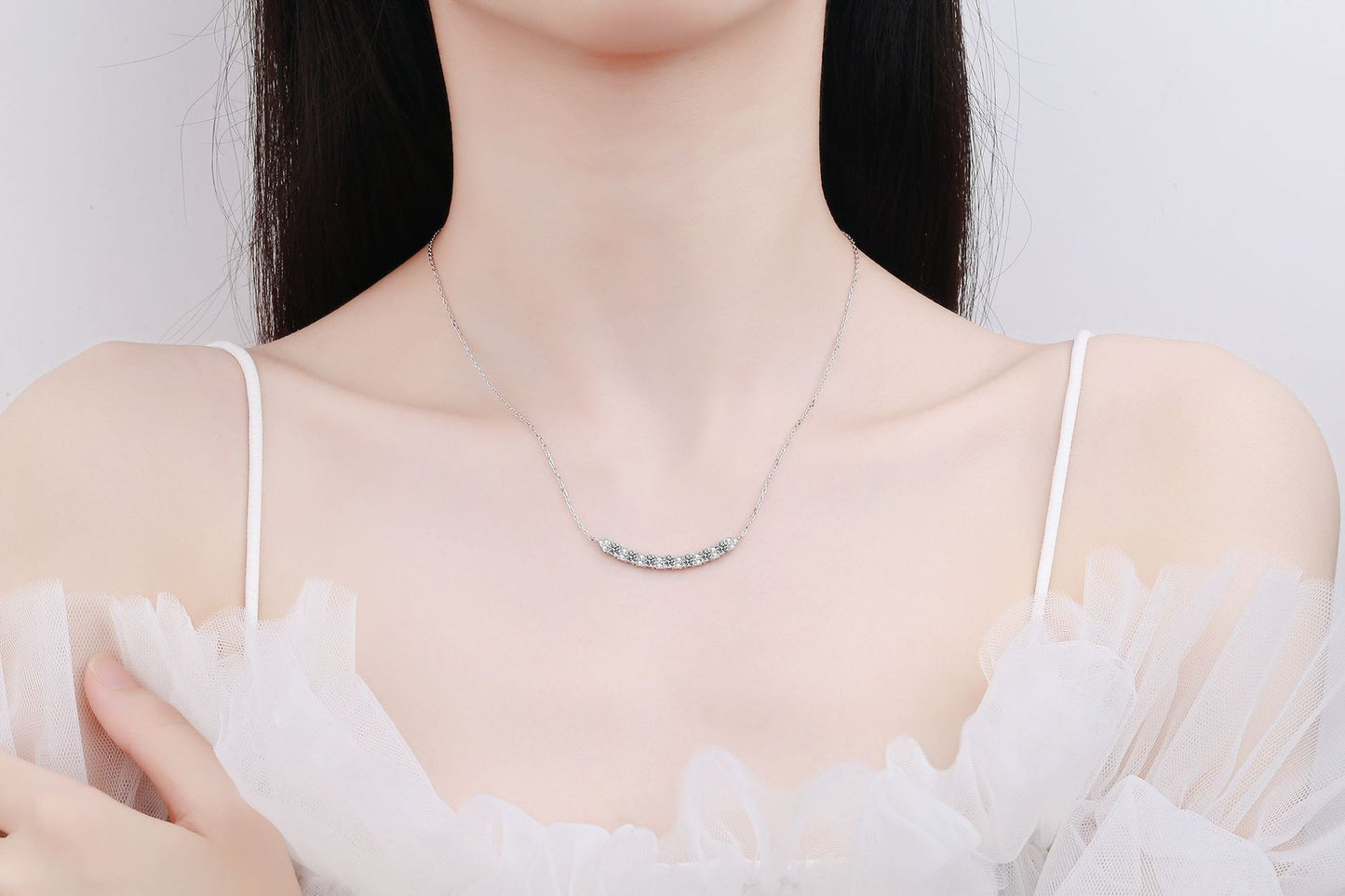 925 Sterling Silver Smile Moissanite Necklace