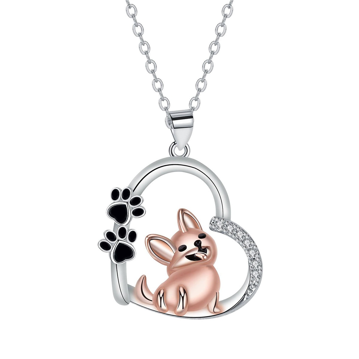 Copper With Silver/Rosegold Plated Heart Pendant Necklace