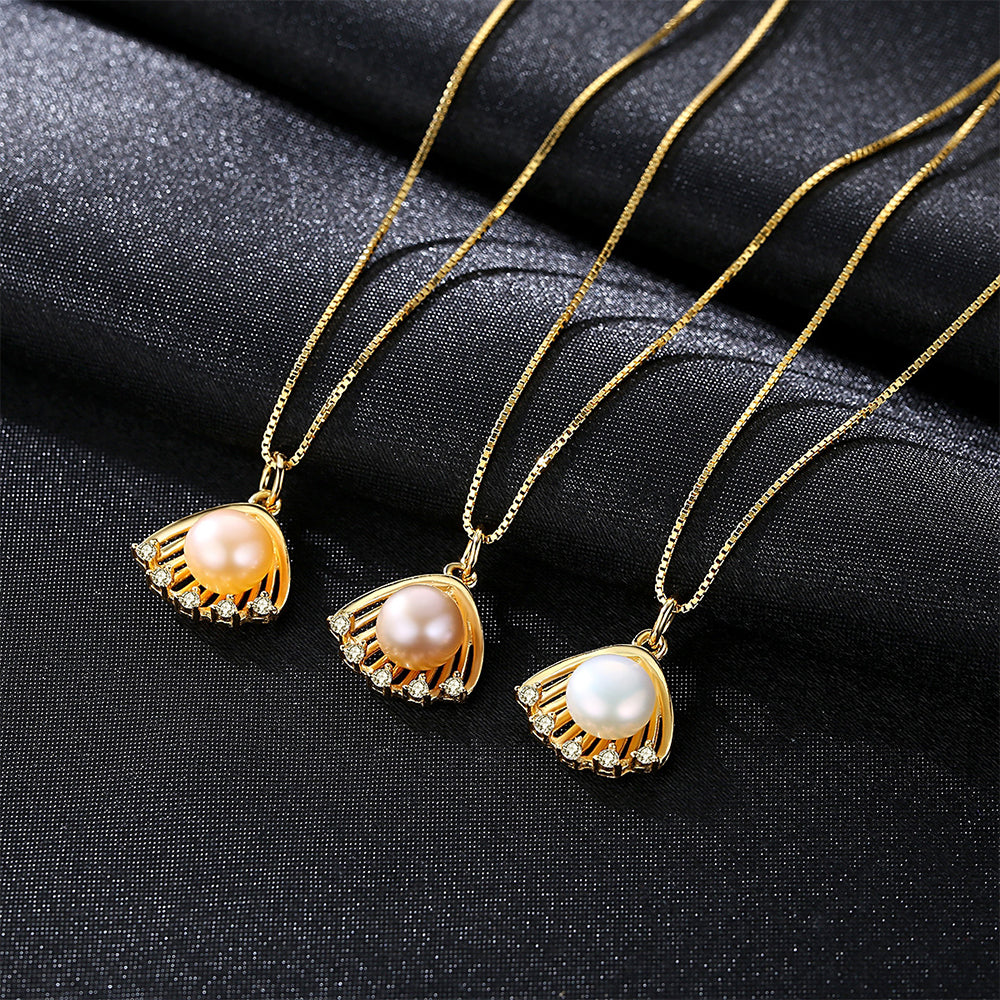 925 Sterling Silver Natural Pearl Drop Necklace Fashion Jewelry Gift for Women Girls