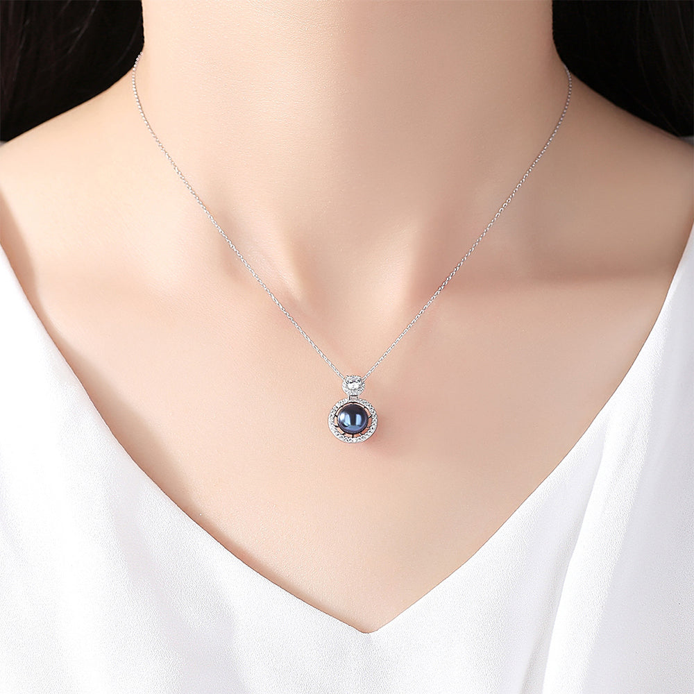 925 Sterling Silver Natural Pearl Drop Necklace Fashion Jewelry Gift for Women Girls