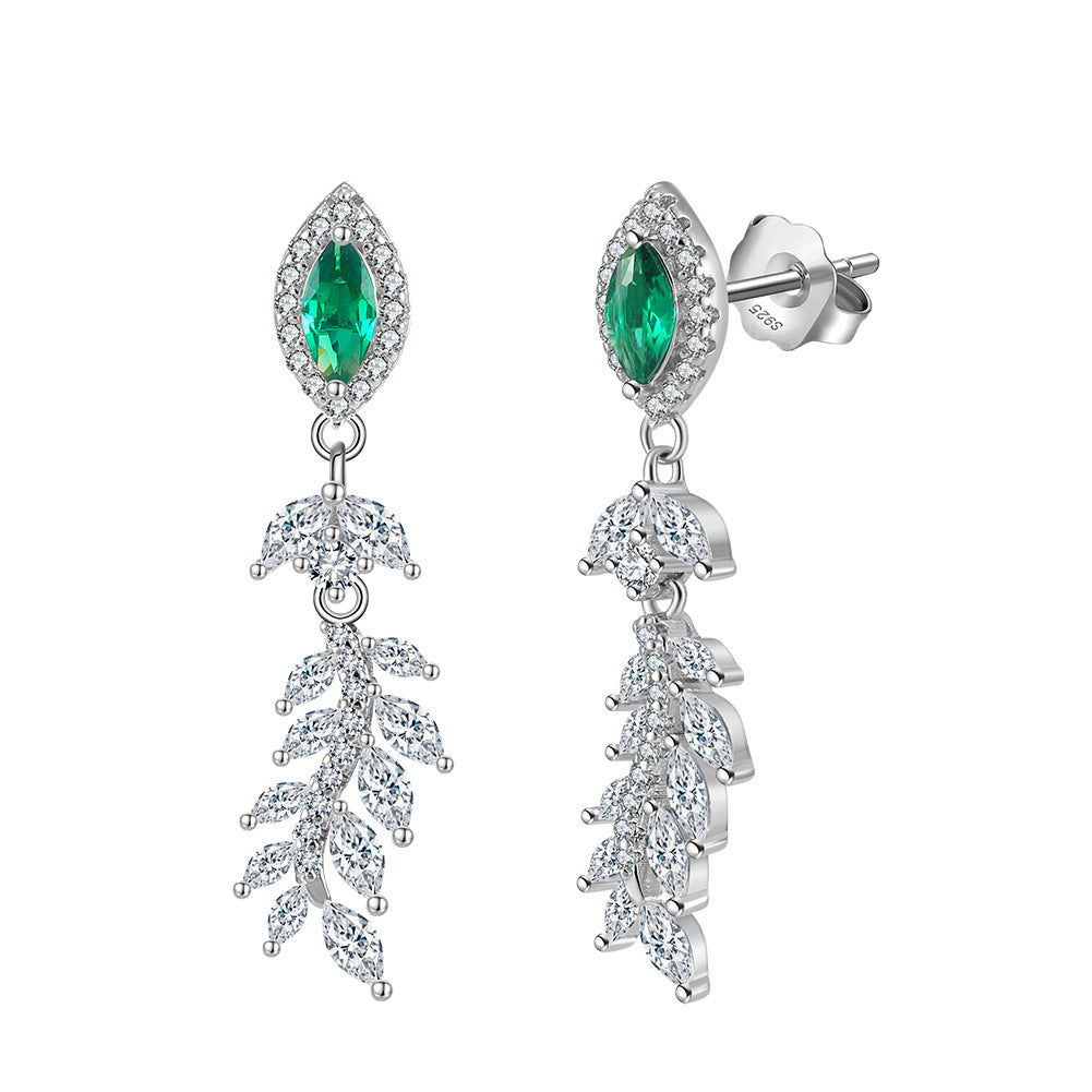 925 Sterling Silver Long Zircon Earrings