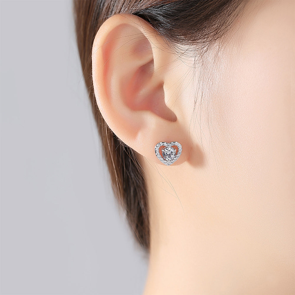 925 Sterling Silver Heart Earrings Fashion Jewelry Gift for Women Girls