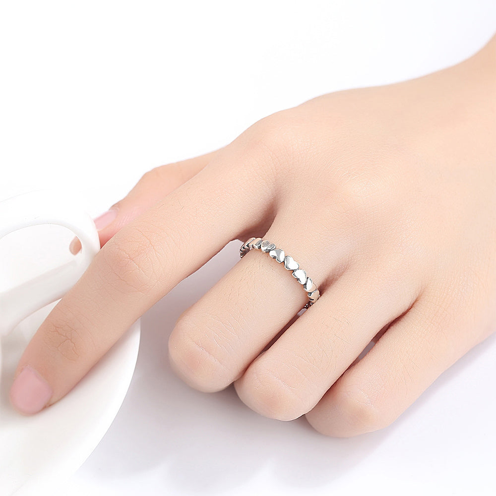 925 Sterling Silver Heart Ring Fashion Jewelry Gift for Women Girls