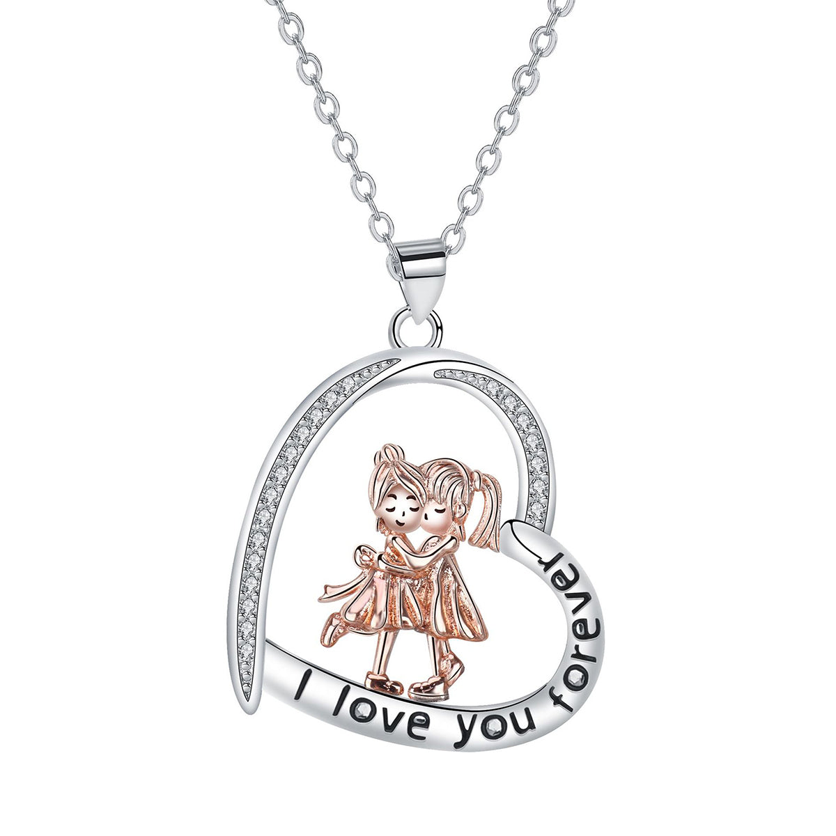 Copper With Silver/Rosegold Plated Heart Pendant Necklace