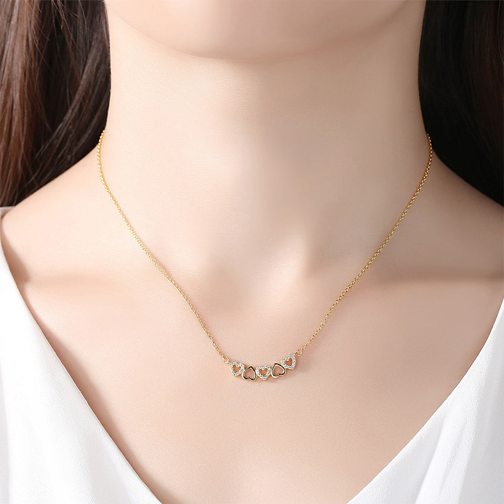 925 Sterling Silver Heart Necklace Fashion Jewelry Gift for Women Girls