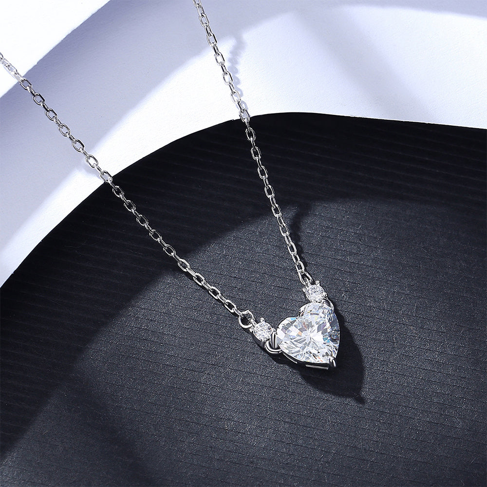 925 Sterling Silver Heart Necklace Fashion Jewelry Gift for Women Girls