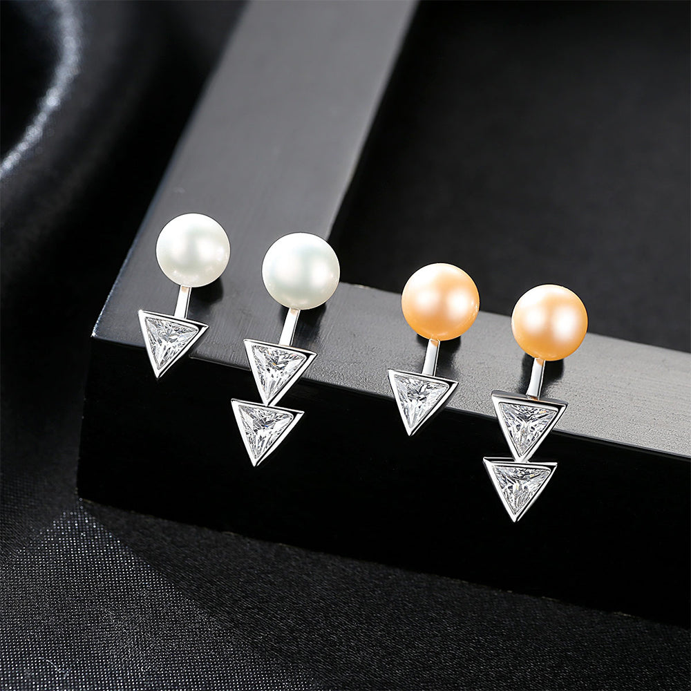 925 Sterling Silver Natural Pearl Long Drop Earrings Fashion Jewelry Gift for Women Girls