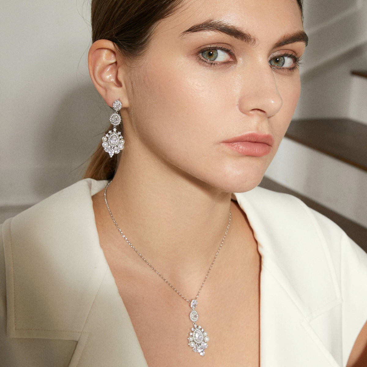 Copper With Silver Plated Fashion Jewelry Earrings