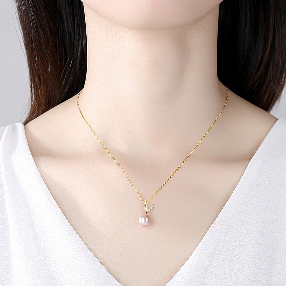 925 Sterling Silver Natural Pearl Drop Necklace Fashion Jewelry Gift for Women Girls