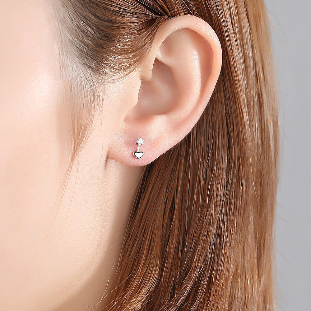 925 Sterling Silver Heart Earrings Fashion Jewelry Gift for Women Girls