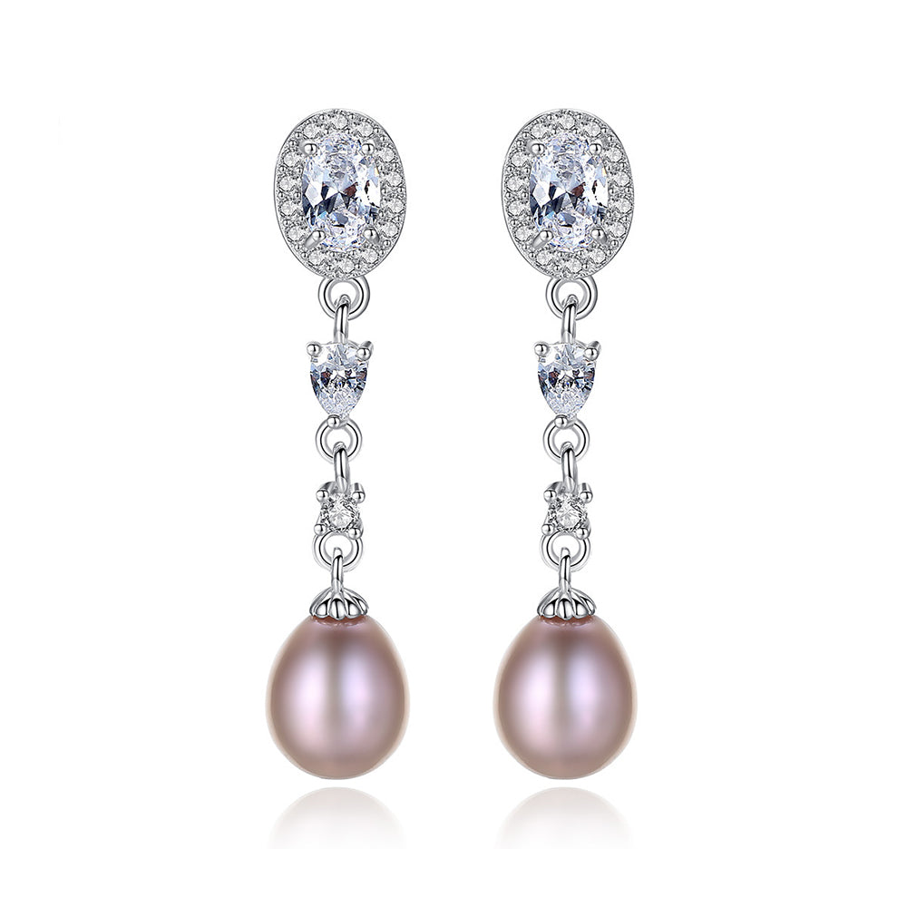 925 Sterling Silver Natural Pearl Drop Earrings Fashion Jewelry Gift for Women Girls