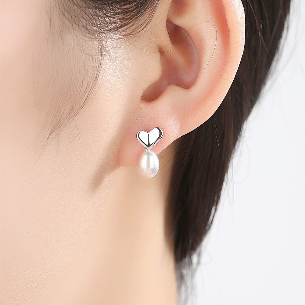 925 Sterling Silver Natural Pearl Drop Earrings Fashion Jewelry Gift for Women Girls