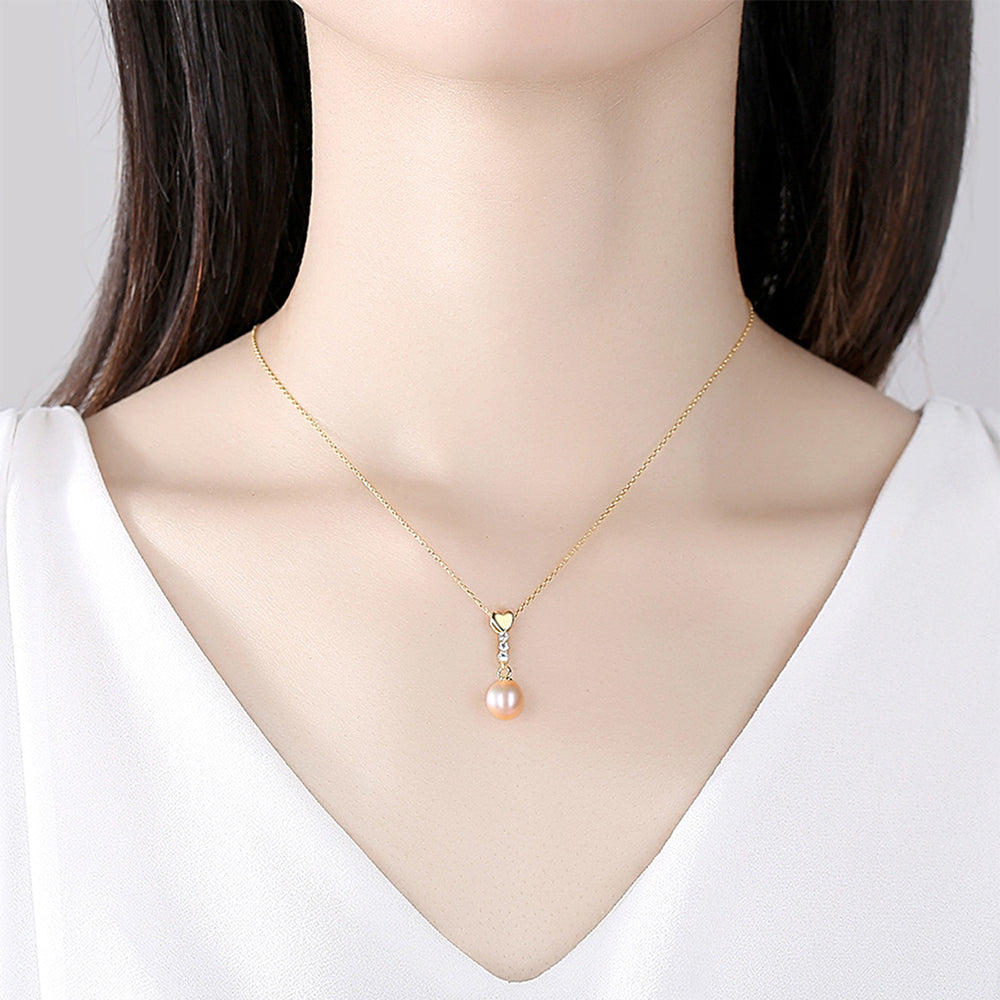 925 Sterling Silver Natural Pearl Drop Necklace Fashion Jewelry Gift for Women Girls