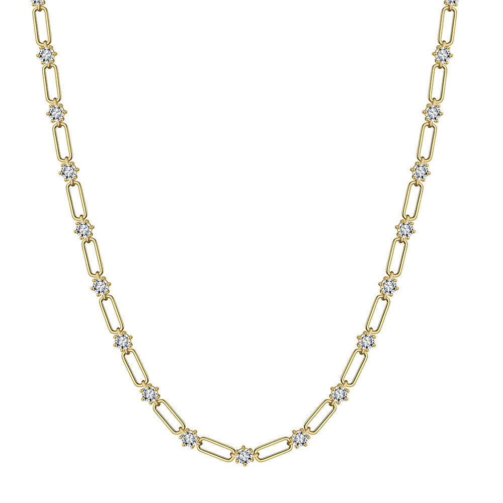 925 Sterling Silver Link Chain With Zircon