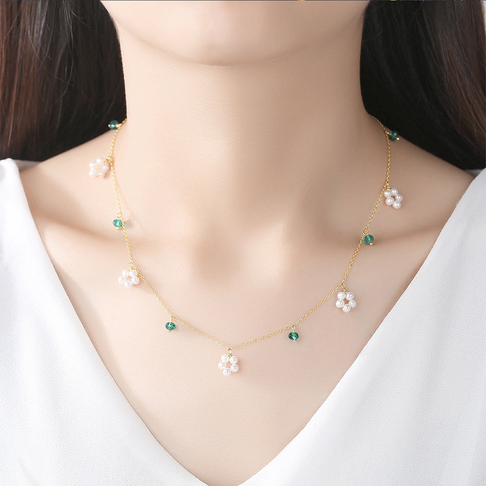 925 Sterling Silver Natural Pearl Drop Necklace Fashion Jewelry Gift for Women Girls
