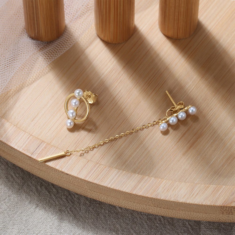 925 Sterling Silver Natural Pearl Earrings Fashion Jewelry Gift for Women Girl