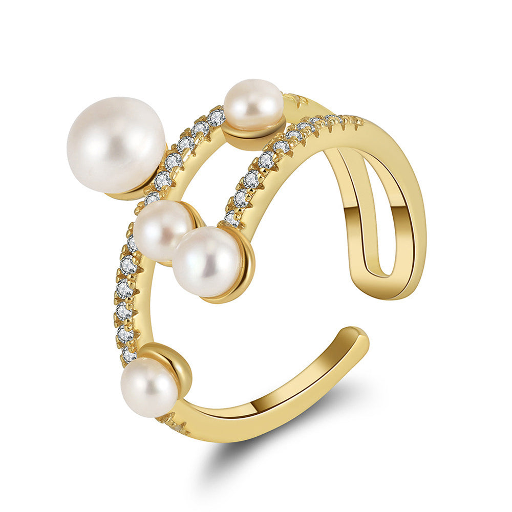 Anillo de perla natural de plata de ley 925, joyería de moda, regalo para mujeres y niñas.