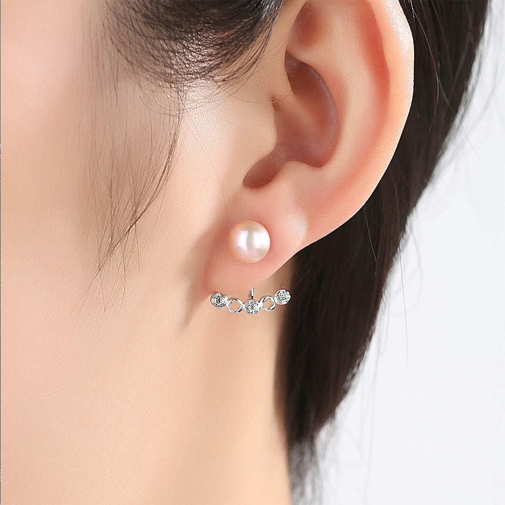 925 Sterling Silver Natural Pearl Long Drop Earrings Fashion Jewelry Gift for Women Girls