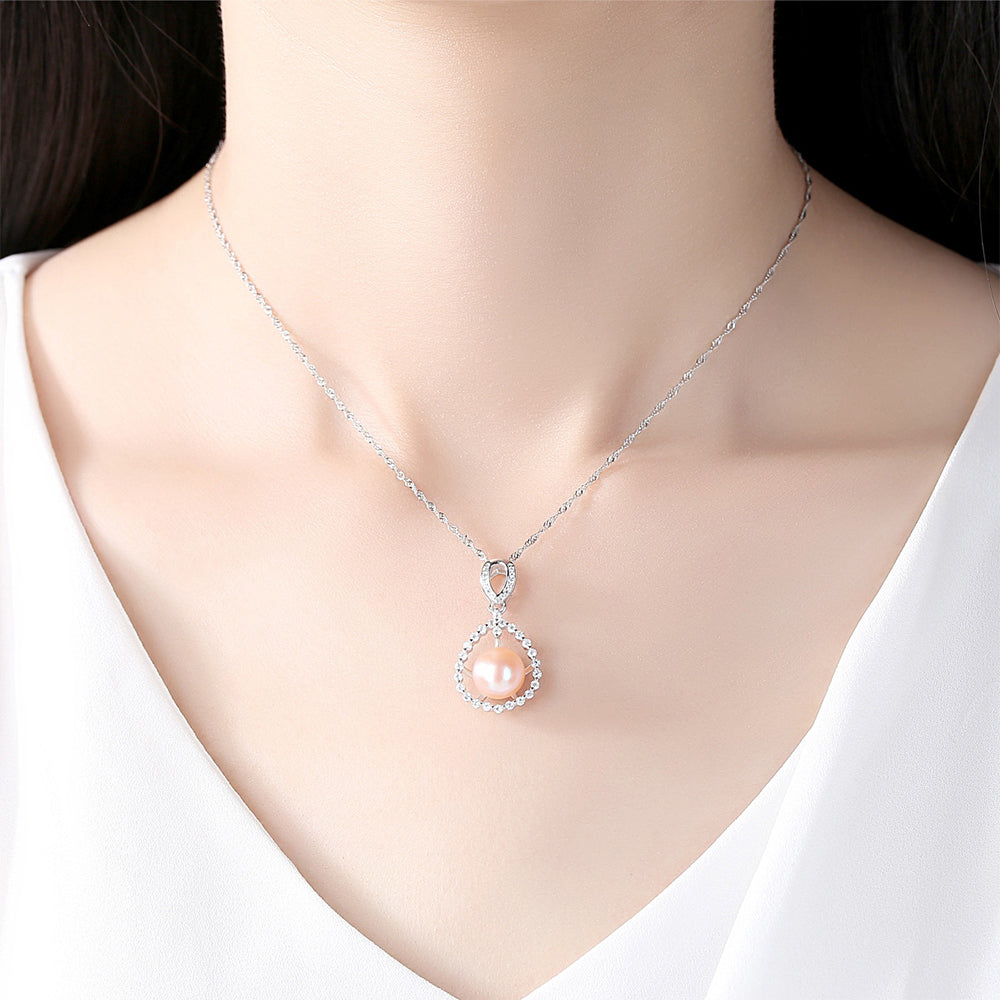 925 Sterling Silver Natural Pearl Drop Necklace Fashion Jewelry Gift for Women Girls
