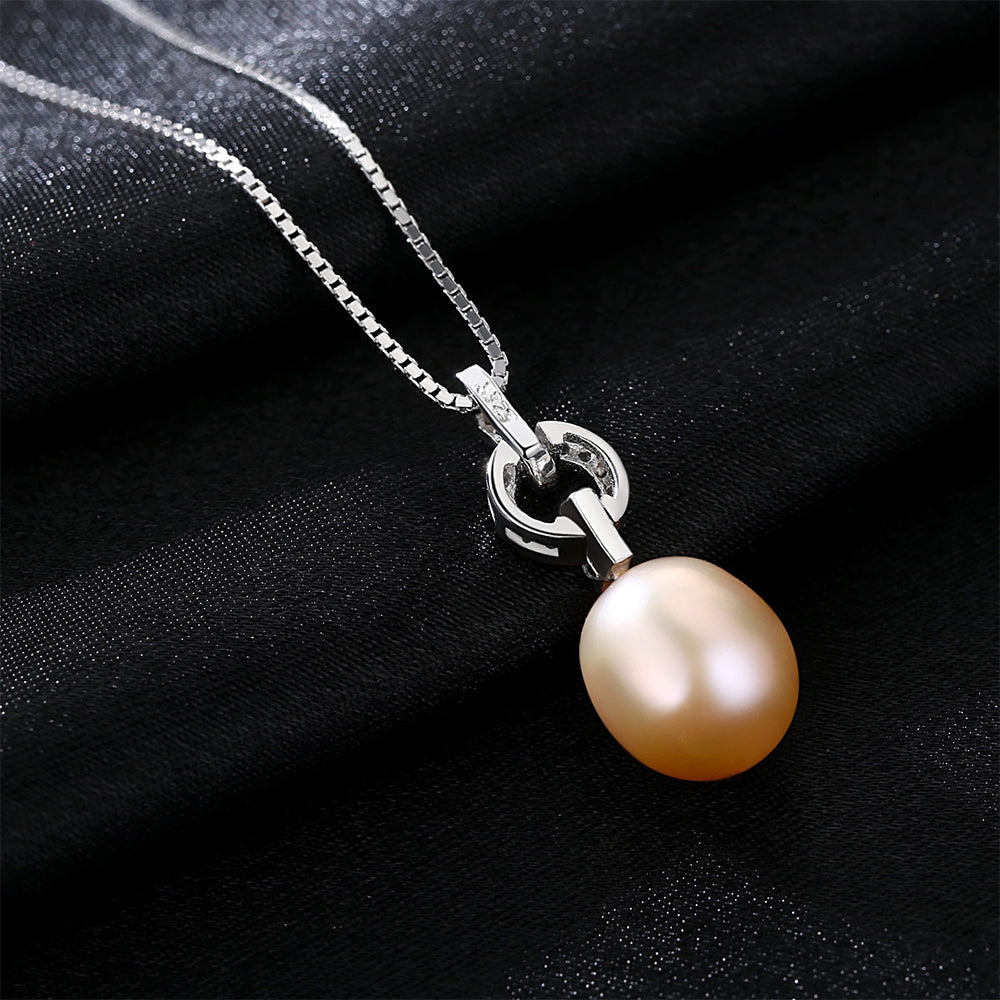 925 Sterling Silver Natural Pearl Drop Necklace Fashion Jewelry Gift for Women Girls