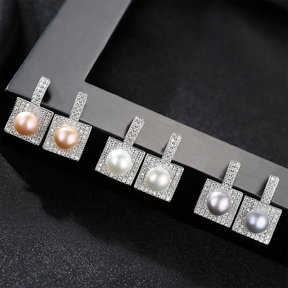 925 Sterling Silver Natural Pearl Drop Earrings Fashion Jewelry Gift for Women Girls