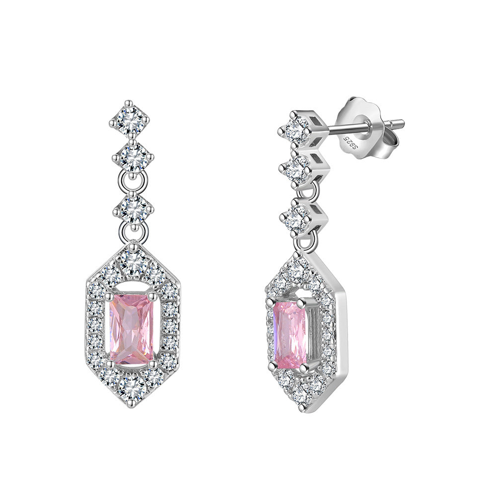 925 Sterling Silver Drop Zircon Earrings