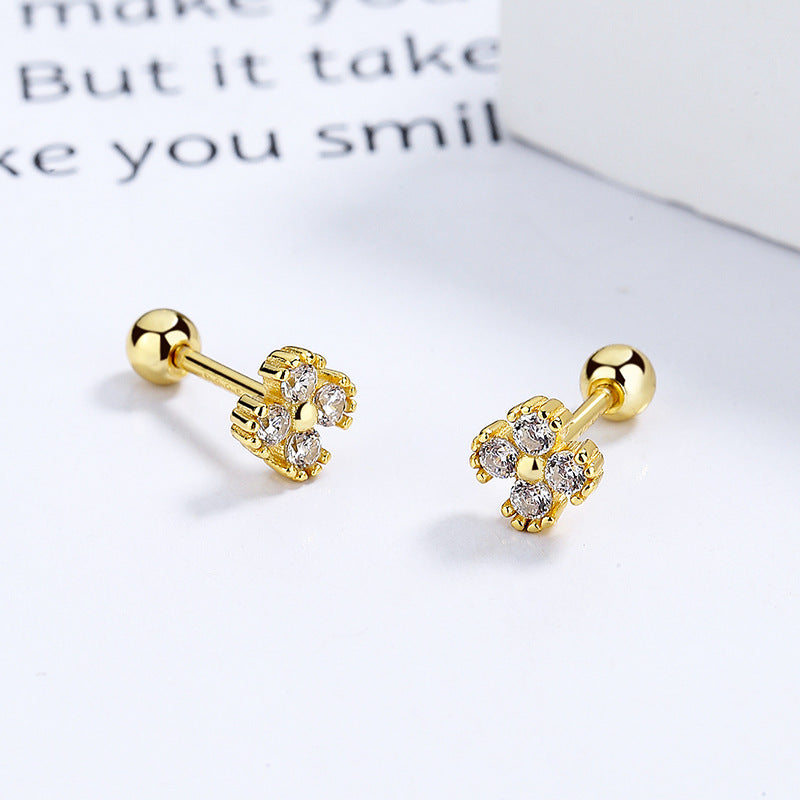925 Sterling Silver Zircon Screw Back Stud Earrings