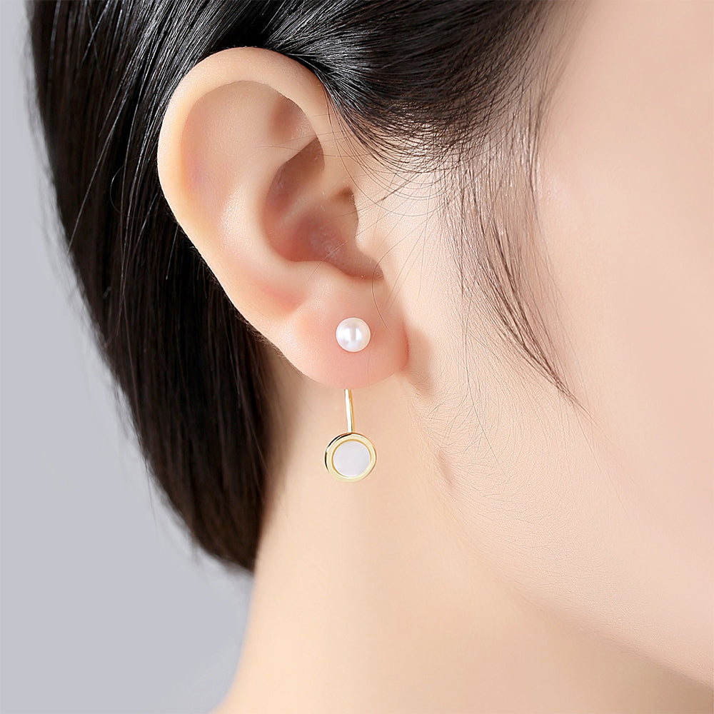 925 Sterling Silver Natural Pearl Drop Earrings Fashion Jewelry Gift for Women Girls