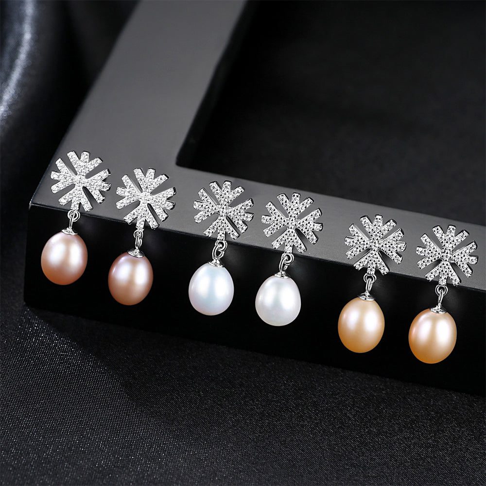 Pendientes colgantes de perla natural de plata de ley 925, joyería de moda, regalo para mujeres y niñas.