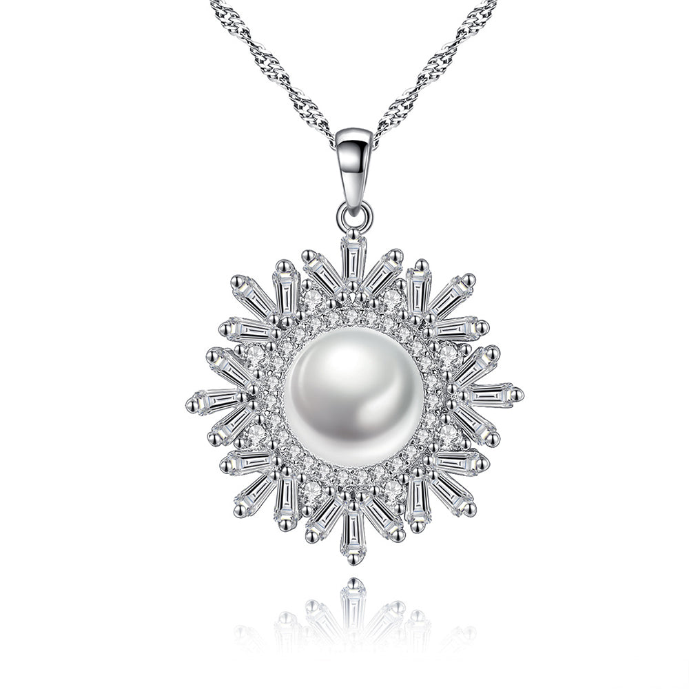 925 Sterling Silver Natural Pearl Drop Necklace Fashion Jewelry Gift for Women Girls