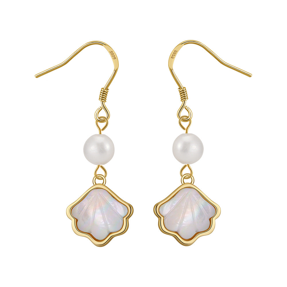 925 Sterling Silver Natural Pearl Earrings Fashion Jewelry Gift for Women Girl