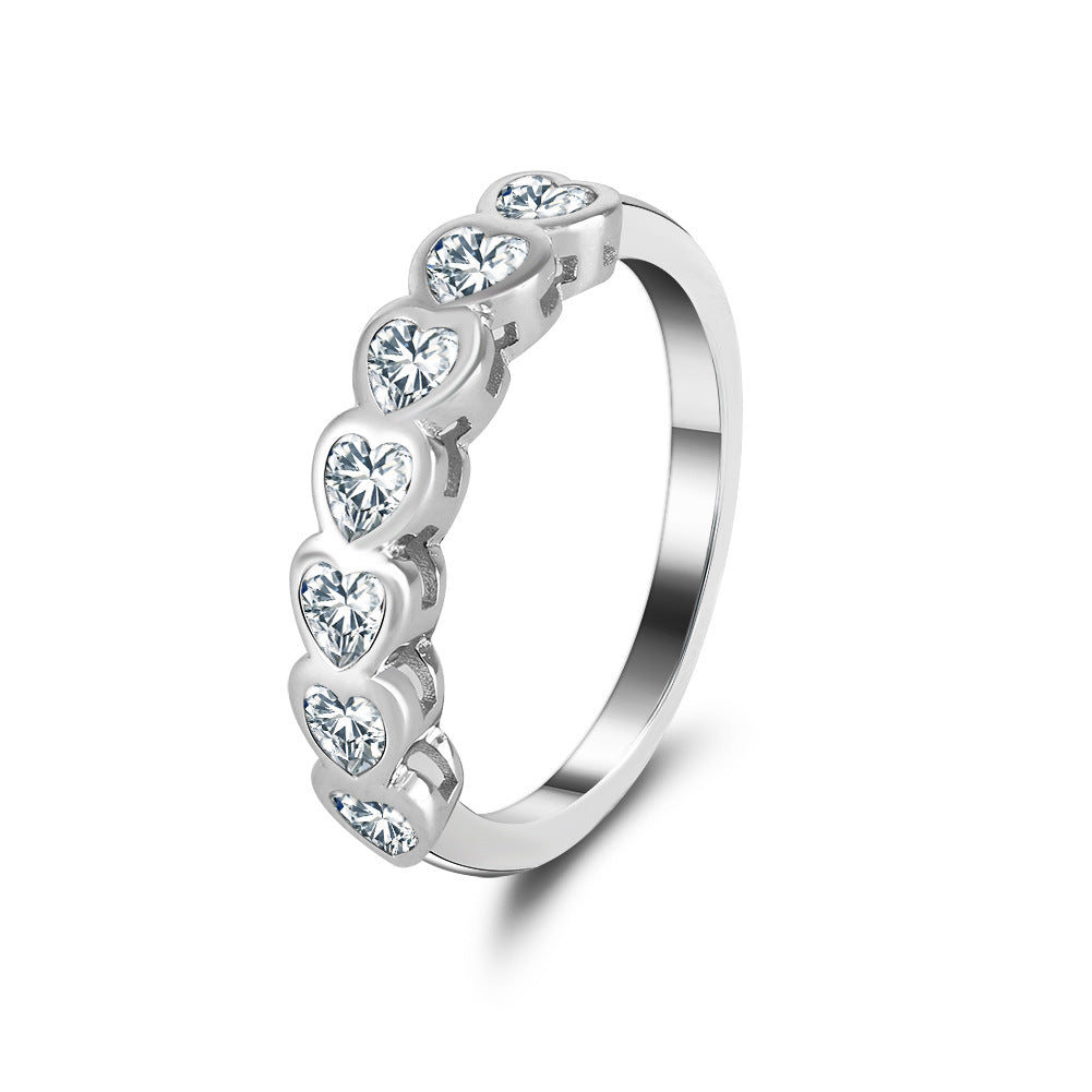 925 Sterling Silver Heart Zircon Ring
