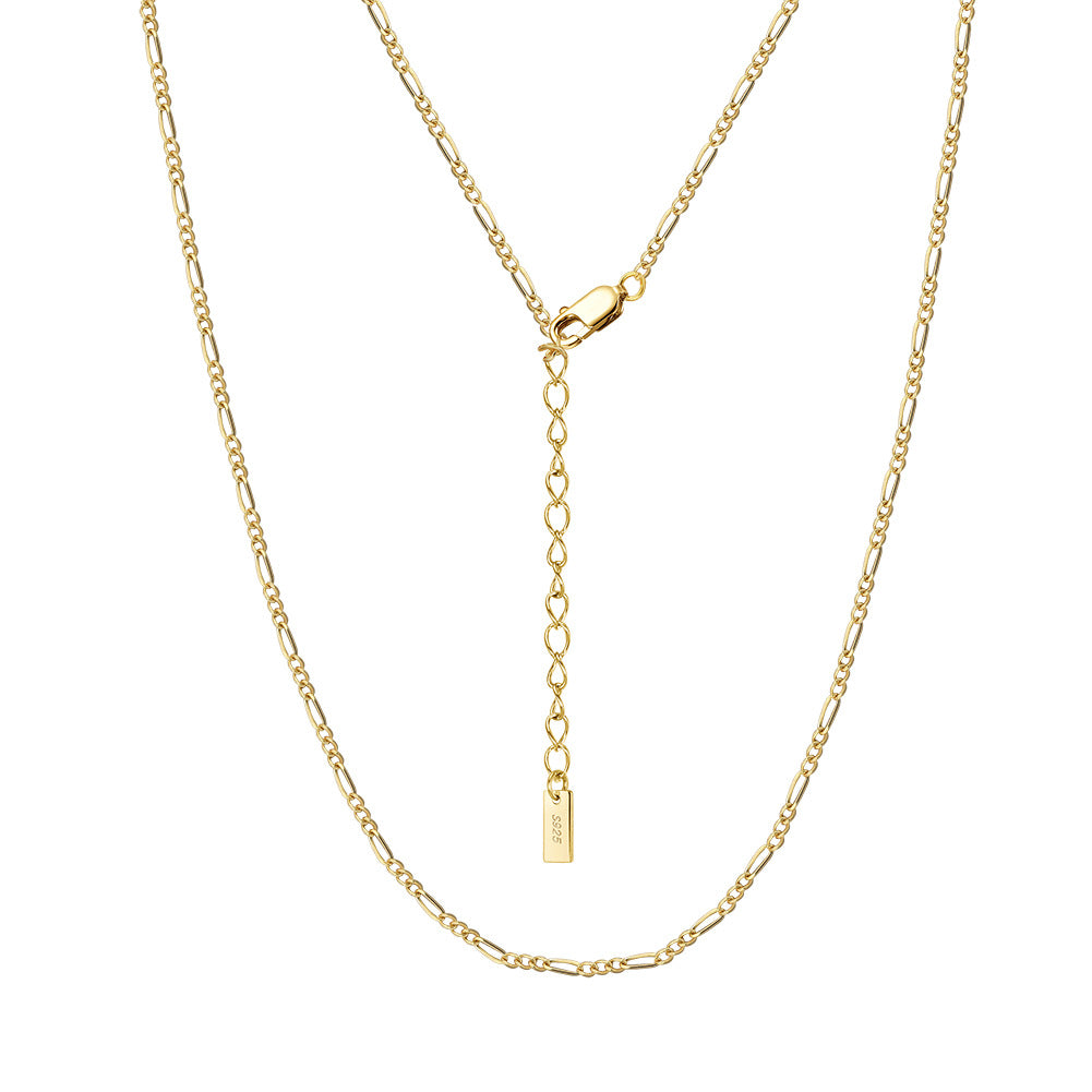 925 Sterling Silver Figaro Chain 1.7mm 3.3mm 4.0mm 5.0mm 6.5mm 7.1mm