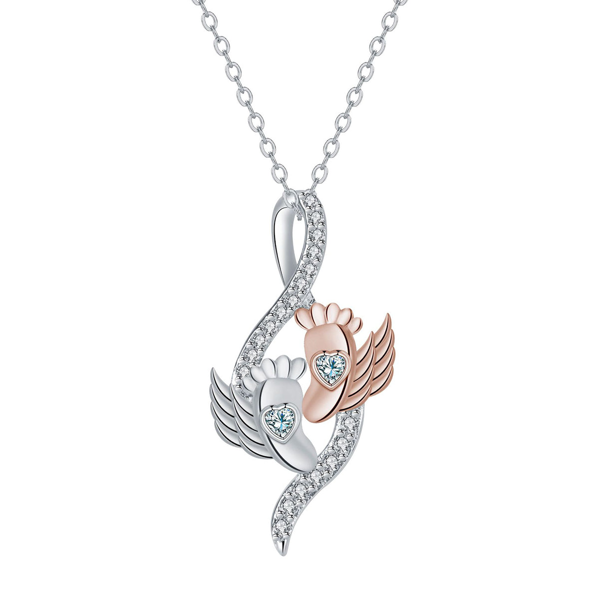 Copper With Silver/Rosegold Plated Wings Pendant Necklace