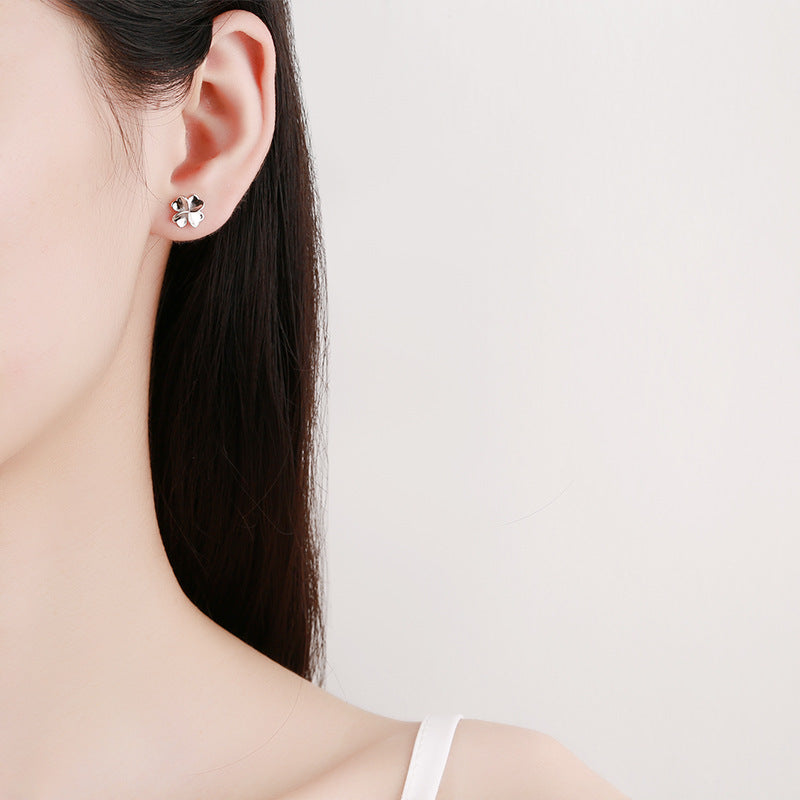 925 Sterling Silver Flower Screw Back Stud Earrings