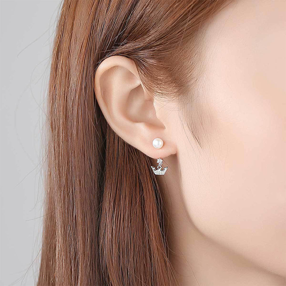 925 Sterling Silver Natural Pearl Drop Earrings Fashion Jewelry Gift for Women Girls