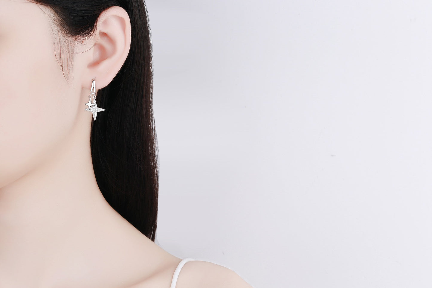 925 Sterling Silver Moissanite Stars Stud Earrings