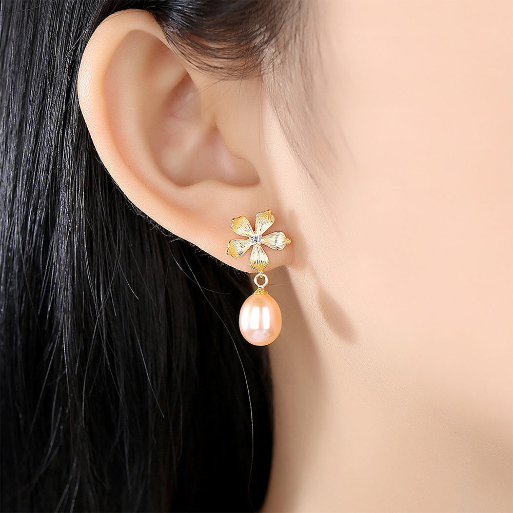 Pendientes colgantes de perla natural de plata de ley 925, joyería de moda, regalo para mujeres y niñas.