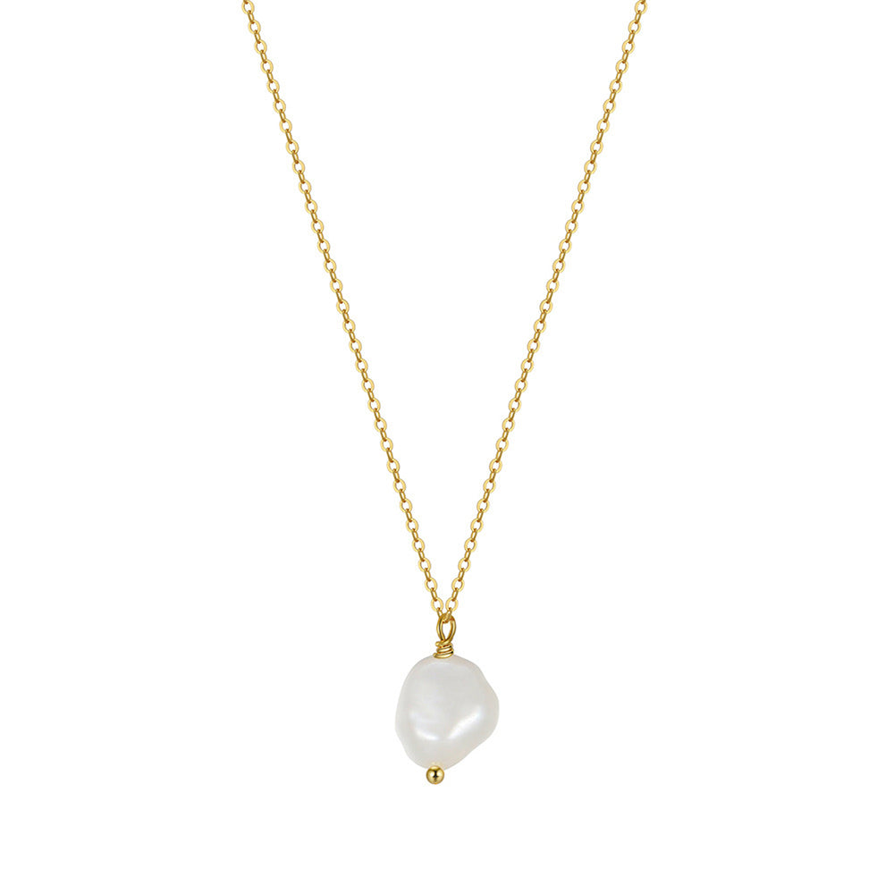 925 Sterling Silver Natural Pearl Necklace Fashion Jewelry Gift for Women Girls