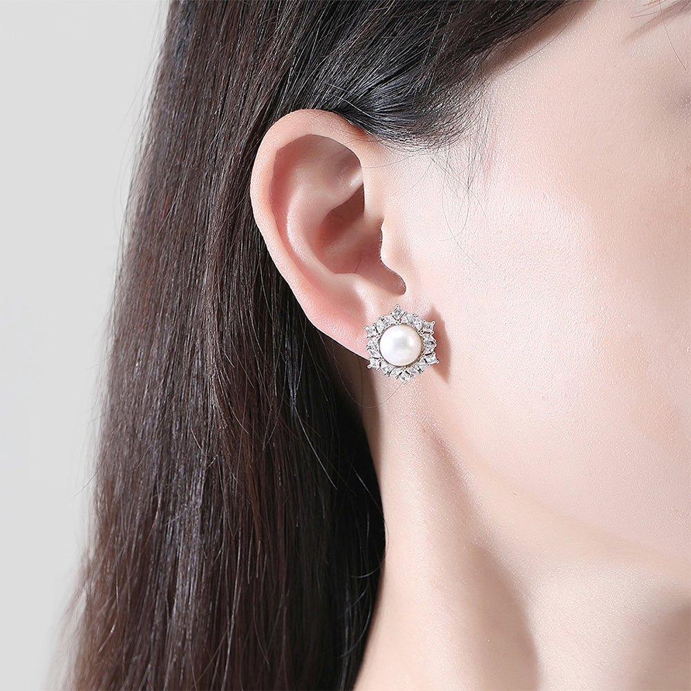 925 Sterling Silver Natural Pearl Drop Earrings Fashion Jewelry Gift for Women Girls