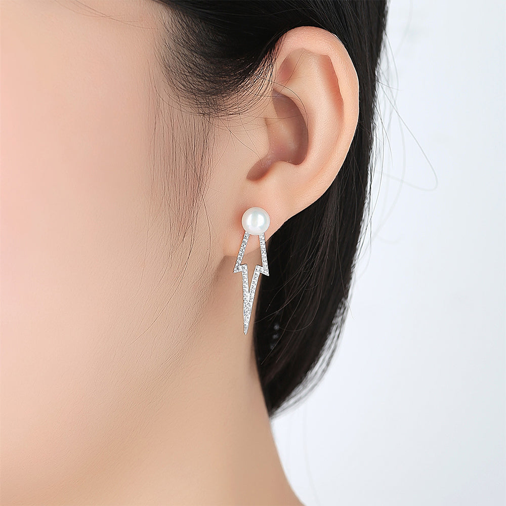 925 Sterling Silver Natural Pearl Drop Earrings Fashion Jewelry Gift for Women Girls