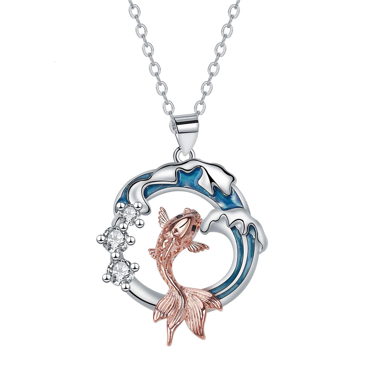 Copper With Silver/Rosegold Plated Fish Pendant Necklace