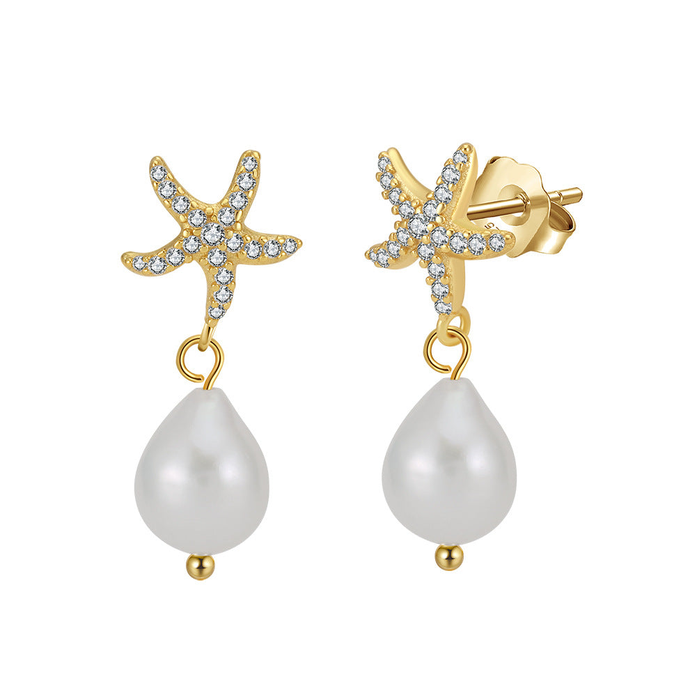 925 Sterling Silver Natural Pearl Earrings Fashion Jewelry Gift for Women Girl